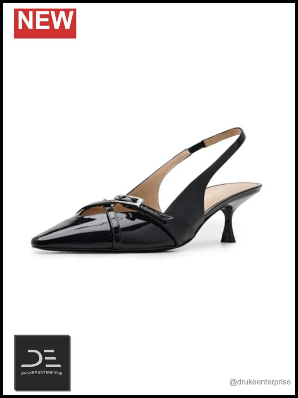 Patent Leather Kitten Heel Slingback Pumps Women's Dress Shoes